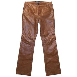 Y2K Vintage Gap Genuine Leather Bootcut Low Rise Pants Brown Women's Size 6